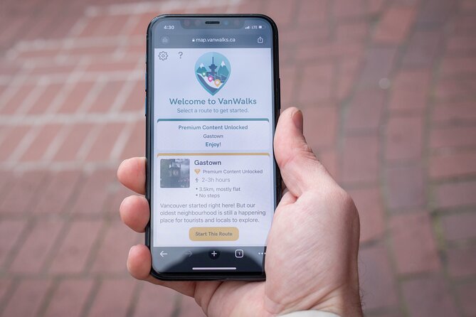 Self-Guided Smartphone Walking Tour of Gastown - Price and value: $4.85 plus extra walking routes